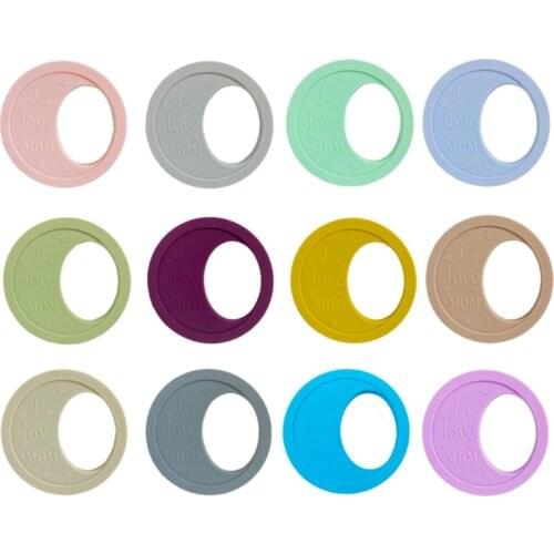 Baby Moon Shape Teether Ring Silicone Beads Molar Soother Nursing Teething Chewing Toy Shower Gifts for Newborn Infant