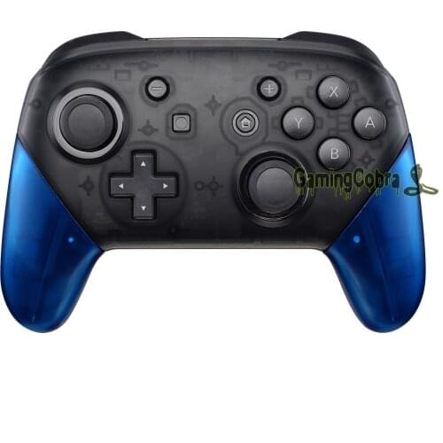 EXtremeRate Transparent Blue DIY Handle Grips Shell Housing Repair Parts with Tools for NS Switch Pro Controller