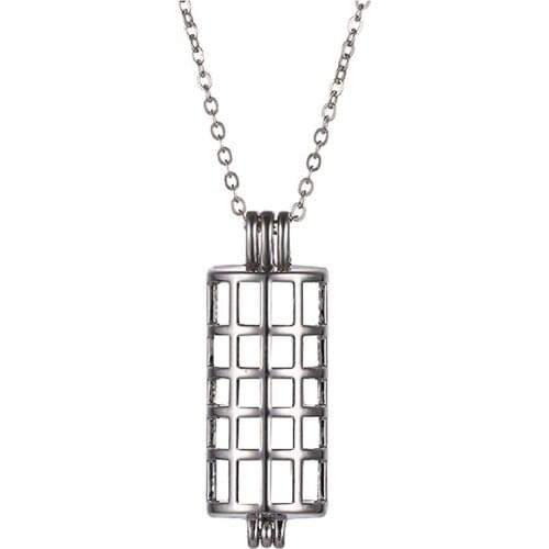 HENGSHENG Antiqued Windowpane Hollow Locket Cage Pendant Long Pearl Cage + 1 PC Chain