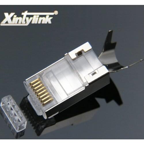 Xintylink rj45 connector rj 45 ethernet cable plug cat7 cat6a 8P8C stp shielded cat 7 network terminals sftp lan 10/50/100pcs