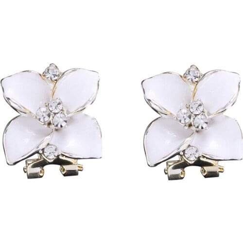 Sweet Earrings Black/White Oil/Enamel Jewelry Women Wedding Party Earrings Flower Crystal Stud Earrings Packed with Box