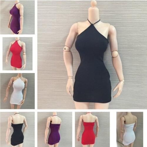 Doll Clothes 1/6 Halter Neck Dress Package Hip Skirt for 12'' Female Figure Body Doll Dress Up Outfit Doll Accessories Girl Gift