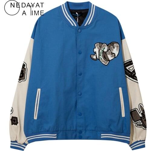 Harajuku Streetwear Baseball Jackets Letter Embroidered Leather Sleeve Bomber Coats Hip Hop Fashion Loose Casual Tops Coats