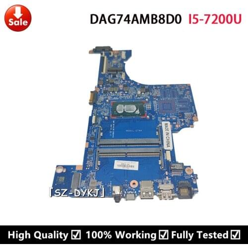 For HP Pavilion 15-CC Laptop Motherboard With i5-7200u CPU 926275-601 926275-001 926275-501 DAG74AMB8D0 DDR4 MB G74A Mainboard