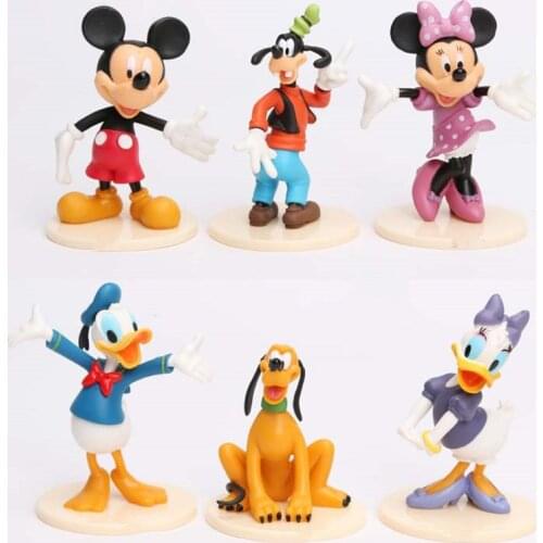 Disney 6pcs 5-9cm Mickey Mouse Minnie Donald Duck Mini Cute Cartoon PVC Action Figures Model Toys Childrens Gifts Cake Toppers