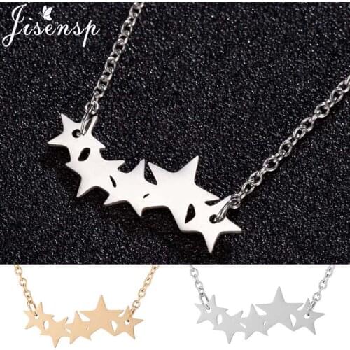 Jisensp Minimalist Star Pendant Necklace Constellation Jewelry Long Chain Stainless Steel Necklaces for Men Women Party Gift