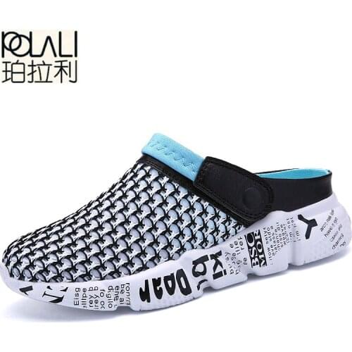 Men Sandals Summer Breathable Air Mesh men lighted slippers outdoor Beach mens Shoes Leisure Slippers Zapatos hombre plus size46