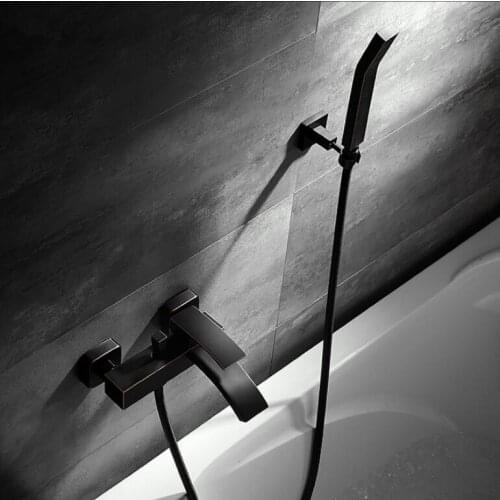 Wall Mounted Bathroom Faucet Black Oil Brushed Bath & Shower Faucet hand held Shower Faucet Sets Bathtub Faucet Set