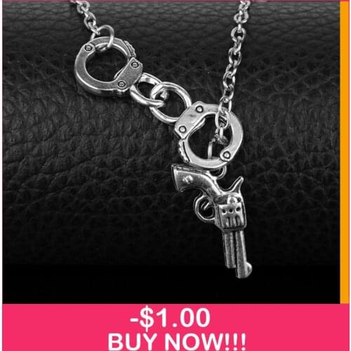 2019 New Horror Film The Walking Dead Necklaces Small Pistol & Handcuffs Necklace Pendant For Women Men Choker