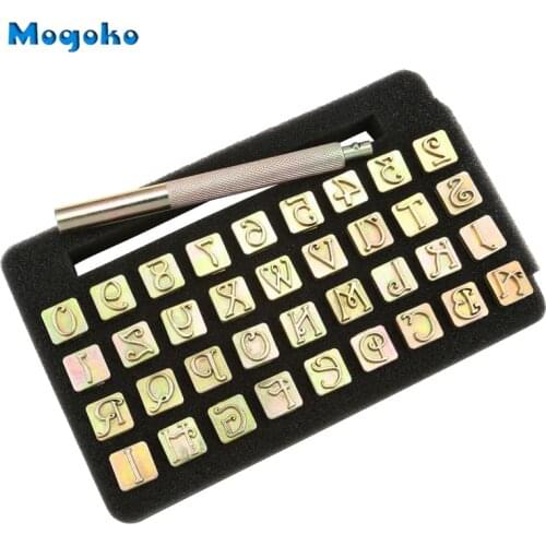 Mogoko 9mm Alphabet Leather Stamping Printing Punch Tools Letters Numbers Metal Leather Stamp Leather Punch Tool Leathercraft