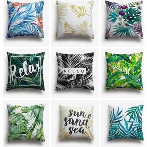 Sweetenlife Plant Leaves Pattern Cushion Cover Colorful High Quality Decorative Pillows Tropical Style Pillow Cases Home Decor