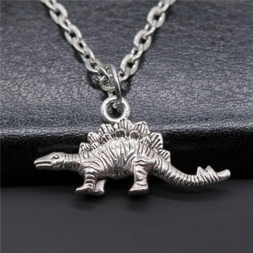 Fashion Antique Silver Color 13x26mm Dinosaur Charms Pendant Necklace For Women Lady Girl Jewelry Gift