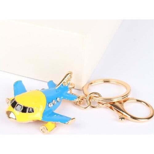 Plane Airplane Aircraft Pendant Charm Rhinestone Crystal Purse Bag Keyring Key Chain Accessories Wedding Party Lover Gift