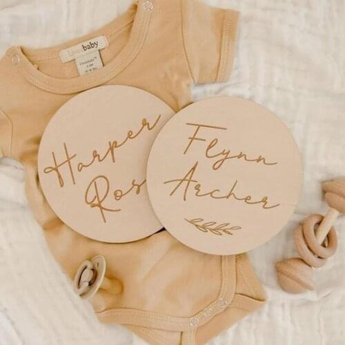 Custom Wooden Baby Name Announcement Plaque Milestone Disc Newborn birth announcement Baby Shower Gift