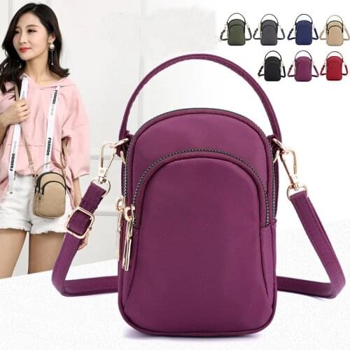 Womens Mini Shoulder Bag Fashion Handbag Messenger Vintage Lightweight Nylon Purse Solid Zipper Waterproof Flap Crossbody Bag