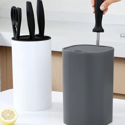 Universal Knife Block with Slots for Scissors and Sharpening Rod, Detachable Knife Holder Knives Storage Slot, Round, Square