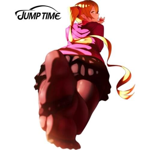 JumpTime 13cm x 8.6cm Sexy Car Stickers Monogatari Anime Stockings Girl Car Styling Vinyl Bumper Decal Exterior Sticker