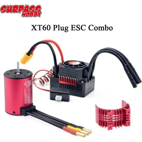 Surpass Hobby Waterproof F540 3650 3660 3665 3670 w/ XT60 Plug 60A 80A 120A ESC Brushless Motor for 1/10 RC Car
