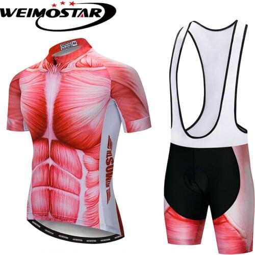 WEIMOSTAR 2018 pro team Men Cycling Jersey Ropa ciclismo downhill jersey Gel Breathable Bib Shorts Cycling Set Muscle Clothing