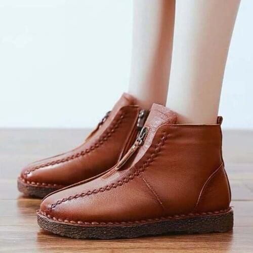 Women Winter Snow Boots Ladies PU Plush Warm Cotton Botas Woman Shoes Zip Sewing Female Flat Casual Comfortable Boots yui8