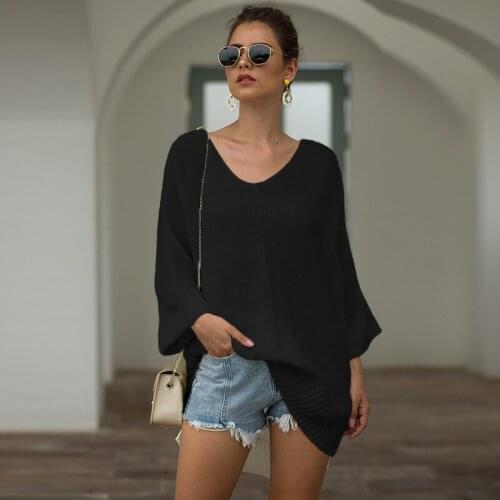 Women Casual Loose Solid Knitted Sweater Autumn Winter Batwing Sleeve Long Pullovers Off Shoulder Maxi Jumpers