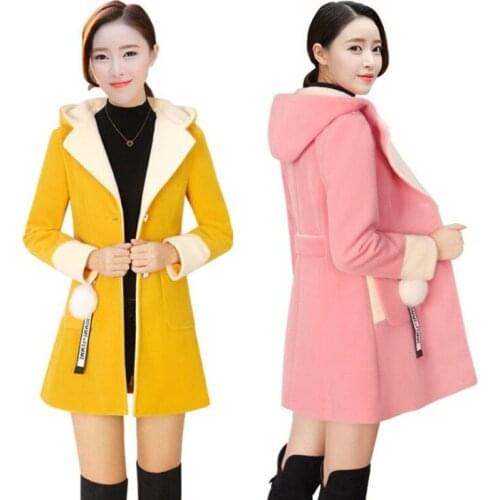 Women High-end Imitate Mink Bown Woolen Coat New Female Hooded Jacket Ladies Fashion Overcoat Autumn Winter Keep Warm Coats B