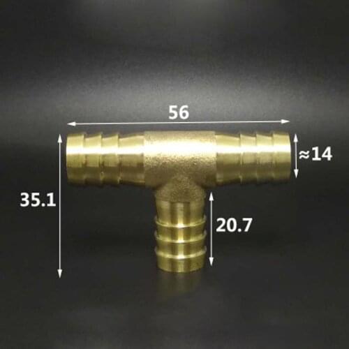 10 PCS 14mm Hose Barb Tee 3 Ways Splicer Brass Hosetail Fitting Adapter Coupling Water Fuel