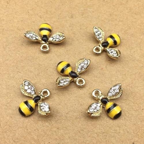 10pcs 14x18mm enamel bee charm for jewelry making cute earring pendant bracelet necklace charms diy design charms