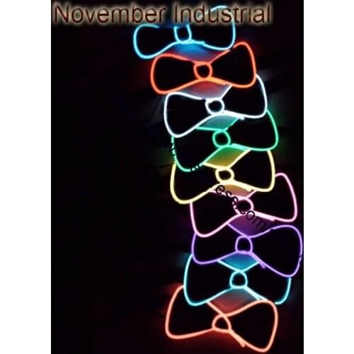 10pc/Lot Top quality 10color Available Blinking EL Bowtie LED Bow tie Light up By 2AAA Battery For Party using