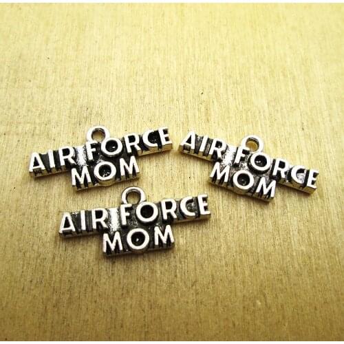 20pcs-- 25*10MM Antique silver AIR FORCE MOM Charms DIY Charms Pendants DIY necklace/ bracelets charms antique silver tone