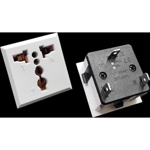 40pcs/lot AC Universal Europe EU US UK AU Panel Mount Power Socket Outlet 13A 250V Receptacle