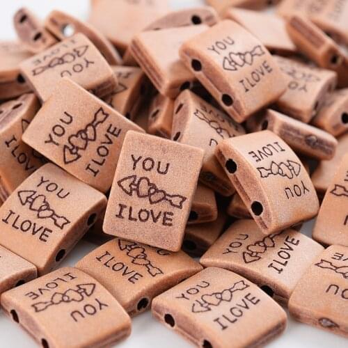 50Pcs Fashion Rectangle Shape Acrylic Wooden Beads For Couples Cute Letter Loose Beads For DIY Necklace Bracelet Accessories