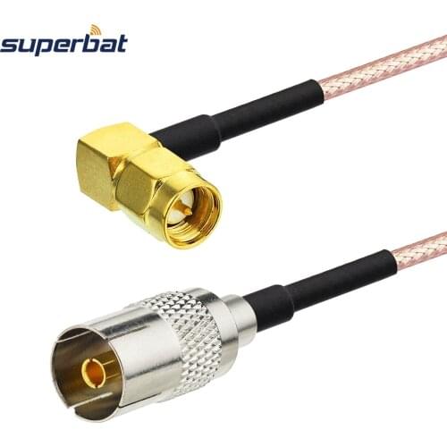 Superbat Antenne Adapter Cable SMA Plug Right Angle to DVB-T TV Jack Pigtail Cable RG316 15cm RF Coaxial Cable
