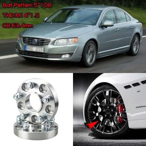 4pcs 1" Wheel Spacers Adapters 5 Lug 5x4.25"/5x108-14x1.5 Studs For Volvo S80 2006+/V 60 2012