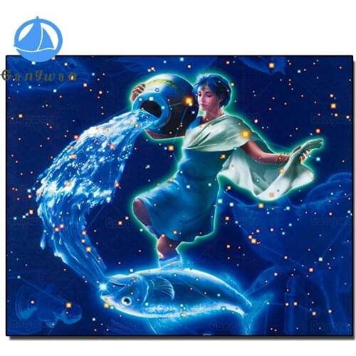 Diamond Painting Full Square Diamond Mosaic Aquarius, Pisces 5D DIY Diamond Embroidery Sale Constellation Rhinestones Birthday