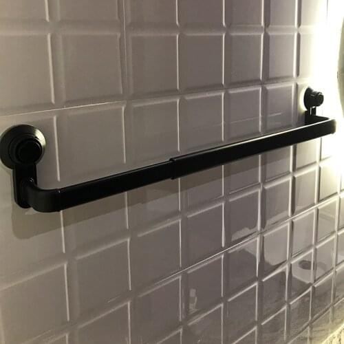 KLX Aluminum alloy Suction cup Towel rack bathroom towel hanger Kitchen Storage Shelf Punch free paint shelf Adjustable 52-82CM
