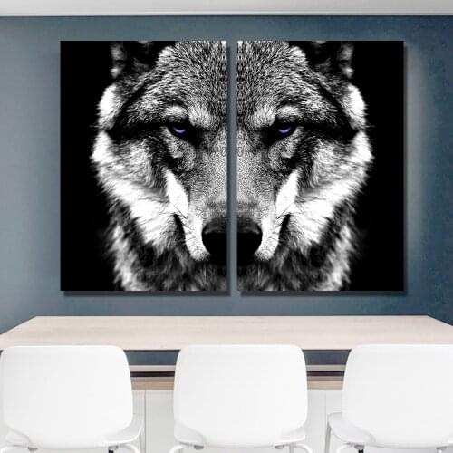 Black And White Wolf Head Modern Nordic Decor Animal Wall Art Pictures On Canvas Posters And Prints Paintings For Living Room