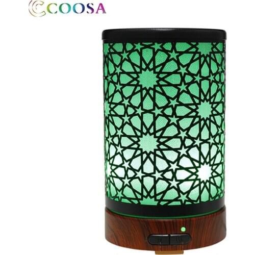 COOSA Ultrasonic Air Humidifier 100ml Cool Mist 7 LED Lights Colors Metal Oil Diffuser Premium Aroma diffuser for Baby Bedroom