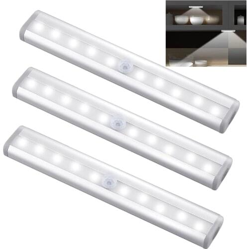 PIR Motion Sensor LED Cabinet Light 6 /10 leds Automatic Sensor Wardrobe Closet Lights Drawer Night Light Lamp for Indoor