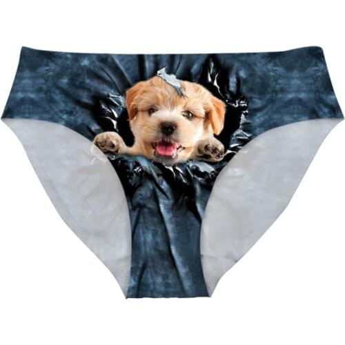 FORUDESIGNS 2019 New 3D Dog Printing Women Seamless Pantie Underwear Female Mid-waist Sexy Panties Breathable Ladies Underpants