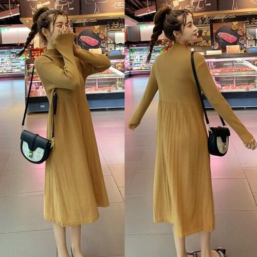 Photo Shoot 2020 Autumn and Winter Shinhan for Pregnant Women a Pregnant Women Large Size Dress Slimming Mid-length