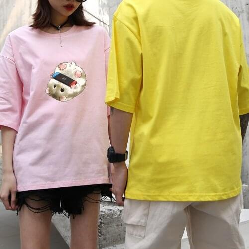 Cute Animal Print Harajuku Hamster Tshirt Cotton Casual Loose Pullover Tops Plus Size Unisex Clothing Summer Short Sleeve Tees