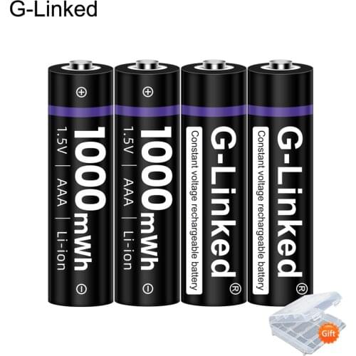 G-Linked 1.5V AAA Li ion Battery 3A 1.5V 1000mWh Lithium Li-ion Rechargeable Battery Bateria Batteries for Thermometer