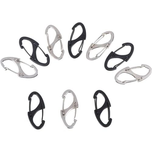 5Pcs Locking Carabiner Keychain 8 Ring Quick Release Clip Buckle Protable Quickdraws Hiking Climbing Camping Tool Gear
