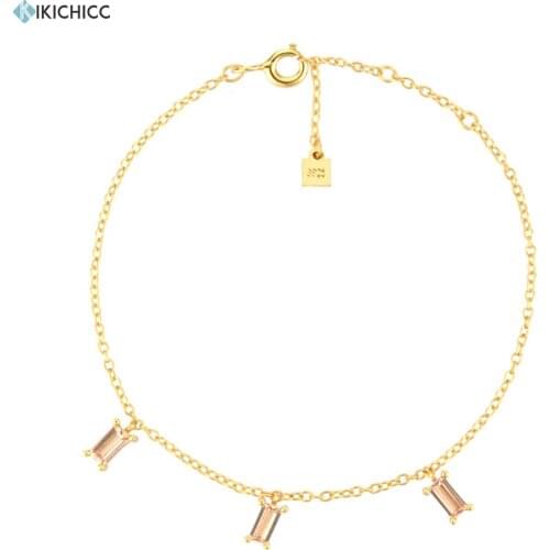 Kikichicc 100% 925 Sterling Silver Champagne Zircon CZ Charm Bracelet 2020 Rock Punk Luxury Jewelry For Fashion Wedding Jewelry