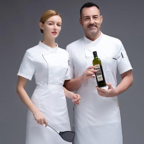 Kitchen Hotel Catering Restaurant Cooking Bakery Pastry Unisex Short Sleeve Cook Uniform Work Wear Mesh Breathable Chef Jacket