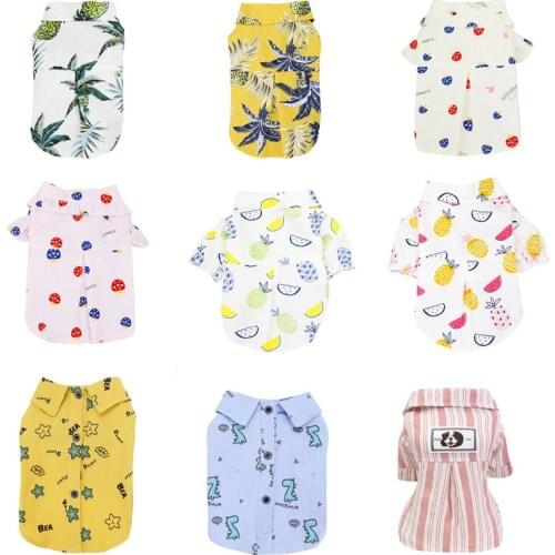 Summer Dog Clothes Leisure Jacket Floral Printed Dog T-shirt Fashion Hawaii Beach Style Casual Spring Dog Vest Shirt Apparel