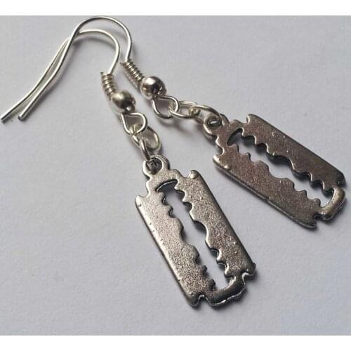 Razor Blade Earrings Gothic silver color Jewellery Goth Punk Kitsch Handmade Dagger Women Fashion Gift Classics New 2021