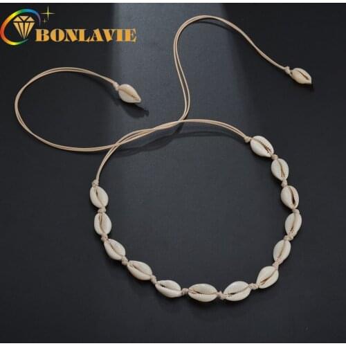 BONLAVIE Fashion Ornament Hawaiian Style Cool Casual Necklace Woven Shell Short Clavicle Necklace