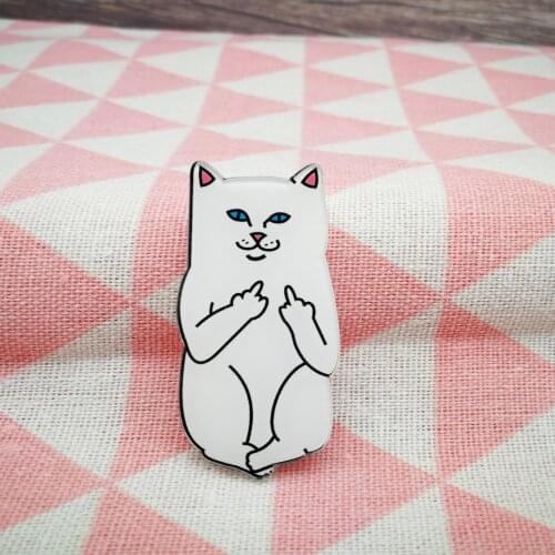 Fashion Icons for Clothes White Cat Icon Badges for Backpack Cute Cartoon Decoration kawaii Brooch Pin Animal Acrylic Brooches